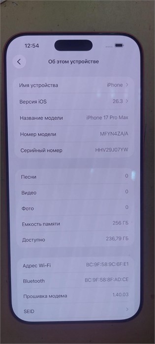 APPLE IPHONE 17 PRO MAX 256 ГБ 890000704689