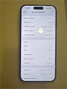 APPLE IPHONE 16 PRO MAX 256GB 890000704521