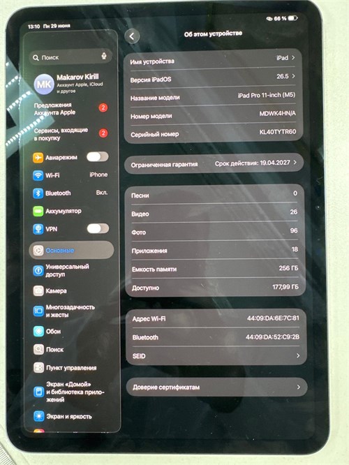 APPLE iPad Pro 11-inch (M5) Wi-Fi 256GB 890000749326