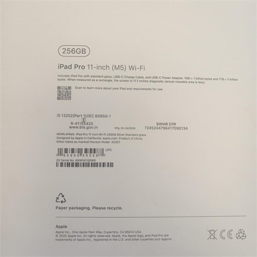 APPLE iPad Pro 11-inch (M5) Wi-Fi 256 890000760750