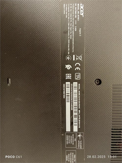 НОУТБУК ACER ASPIRE A315-42G Ryzen 3 3200U Radeon 540X 890000582708 - фото 874492