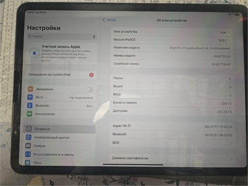 Apple IPAD PRO 11-INCH(4TH GEN) WIFI 256GB 890000663648