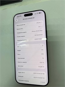 APPLE IPHONE 16 PRO MAX 256 ГБ 890000677292