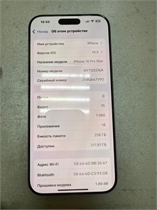 APPLE IPHONE 16 PRO MAX 256 ГБ 890000624872