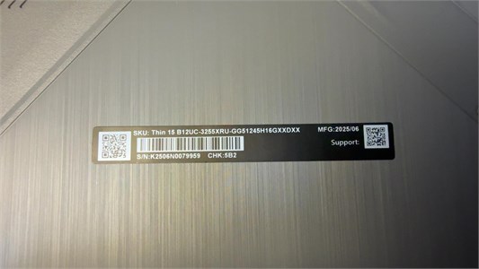 Ноутбук MSI Thin 15 B12UC-3255XRU 12450H RTX 3050 890000735825