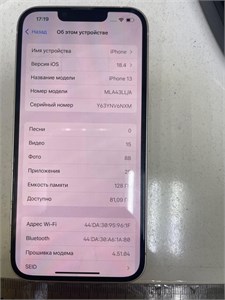 APPLE IPHONE 13 128 ГБ 890000619877