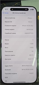 APPLE IPHONE 16 PRO MAX 256 ГБ 890000655583